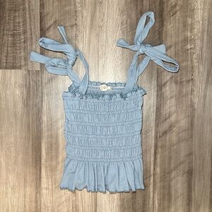 Altar'd State Blue Smocked Crop Top with Bow Straps - XS